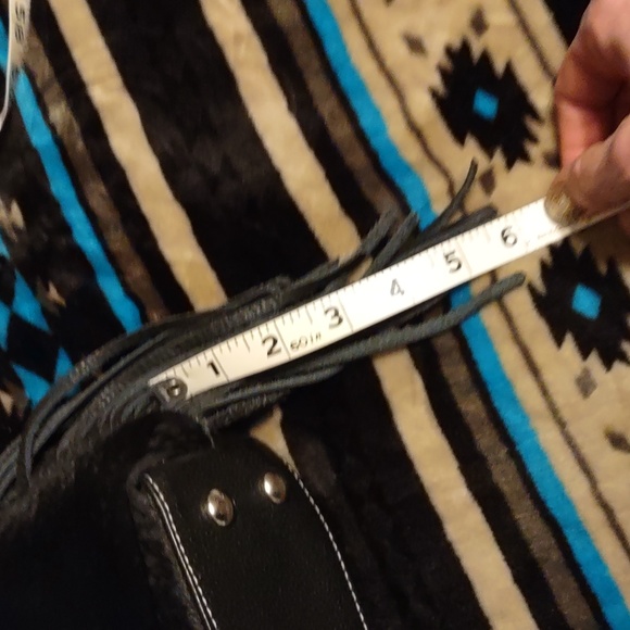 American West Black fur on real leather/ fringe bag. - Picture 12 of 15